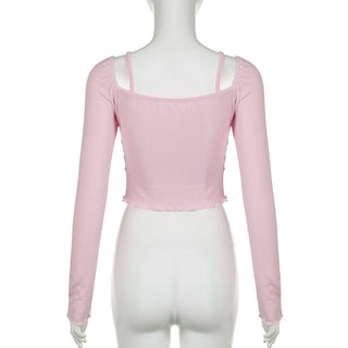 Lace patchwork square collar top