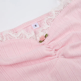 Lace patchwork square collar top