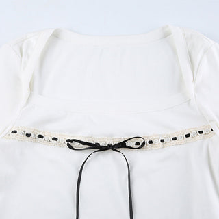 Square collar coquette tops