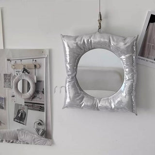 Soft Girl Aesthetic Silver Pillow Mirror