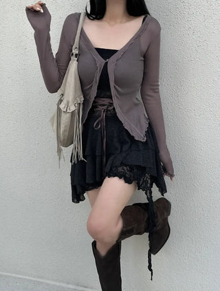 Bridgerton Button Ruffle Cardigan