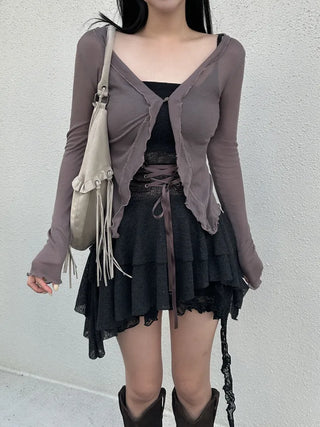 Bridgerton Button Ruffle Cardigan