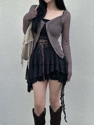 Bridgerton Button Ruffle Cardigan