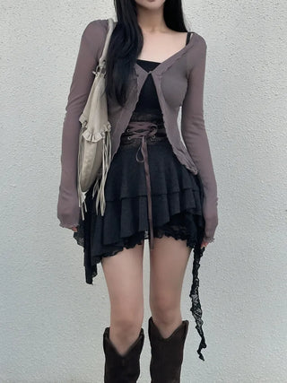 Bridgerton Button Ruffle Cardigan