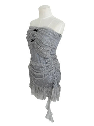 Triple shirring ribbon long tube top