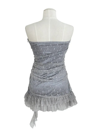 Triple shirring ribbon long tube top
