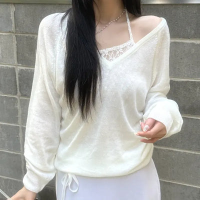 Flat V-neck knit
