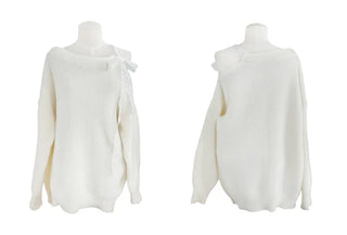 Lace shoulder strap loose fit knit