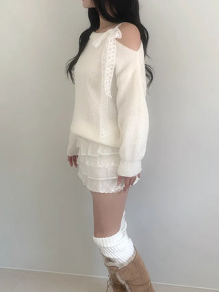 Lace shoulder strap loose fit knit