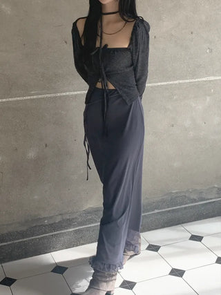 Open square puff strap top