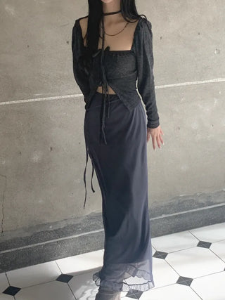 Open square puff strap top