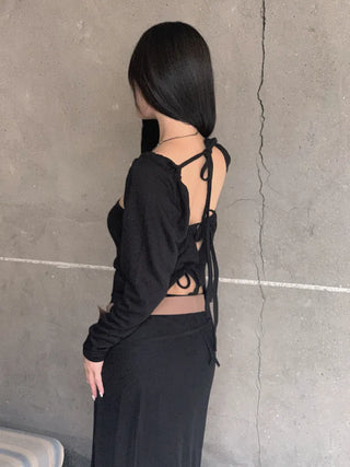 Open square puff strap top