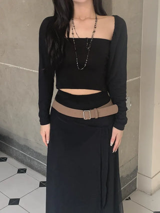 Open square puff strap top
