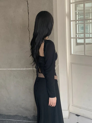 Open square puff strap top