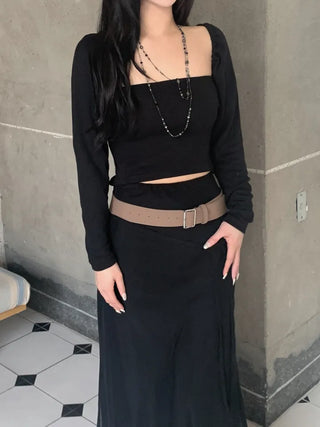 Open square puff strap top