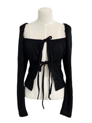 Open square puff strap top