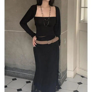 Open square puff strap top