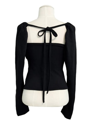 Open square puff strap top