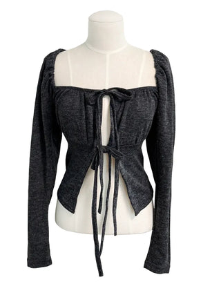 Open square puff strap top