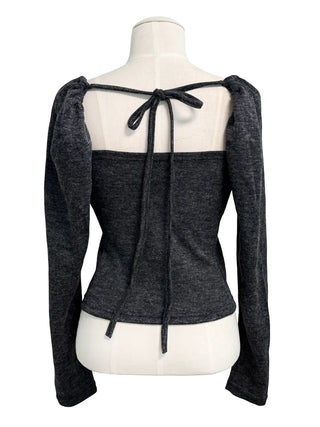 Open square puff strap top