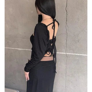 Open square puff strap top