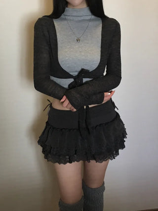 Slub knit bolero cardigan