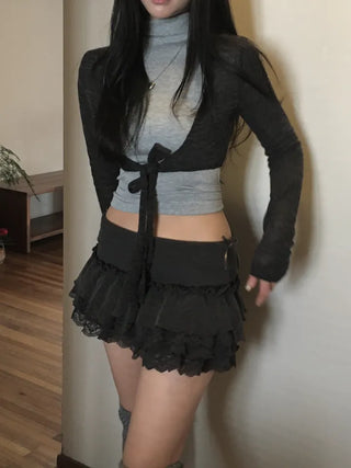 Slub knit bolero cardigan