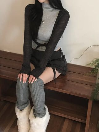 Slub knit bolero cardigan