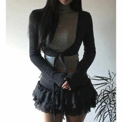 Slub knit bolero cardigan