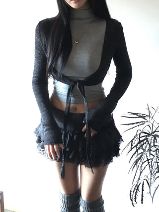 Slub knit bolero cardigan