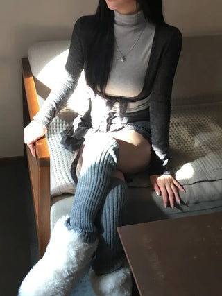 Slub knit bolero cardigan