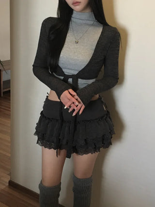 Slub knit bolero cardigan