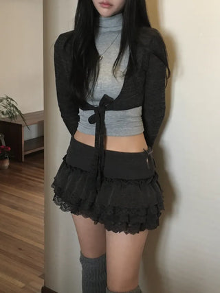 Slub knit bolero cardigan