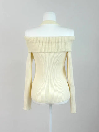 Dewey Halter Buckle Off-Shoulder Knit