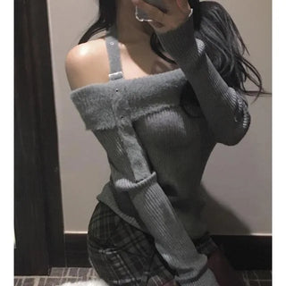 Dewey Halter Buckle Off-Shoulder Knit