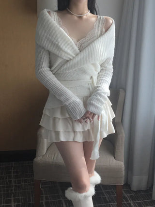 Faye Lace Top & Shawl Cardigan Set