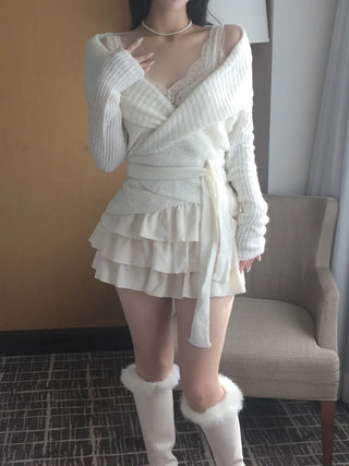 Faye Lace Top & Shawl Cardigan Set