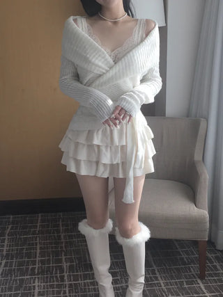 Faye Lace Top & Shawl Cardigan Set