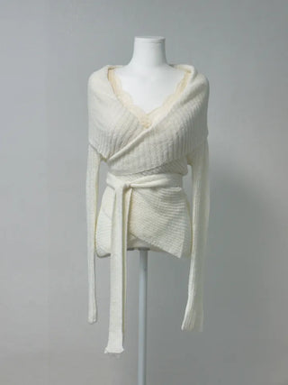Faye Lace Top & Shawl Cardigan Set