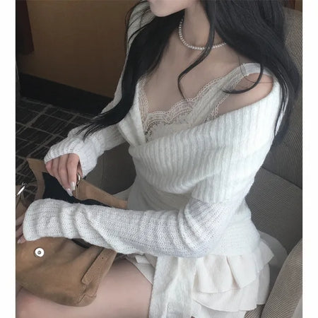Faye Lace Top & Shawl Cardigan Set