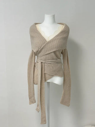 Faye Lace Top & Shawl Cardigan Set