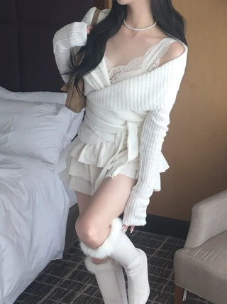 Faye Lace Top & Shawl Cardigan Set
