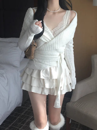 Faye Lace Top & Shawl Cardigan Set