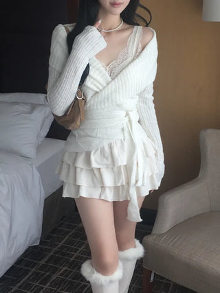 Faye Lace Top & Shawl Cardigan Set