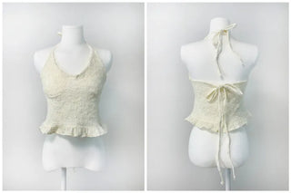 Rose Embroidered Halter Ruffle Bustier
