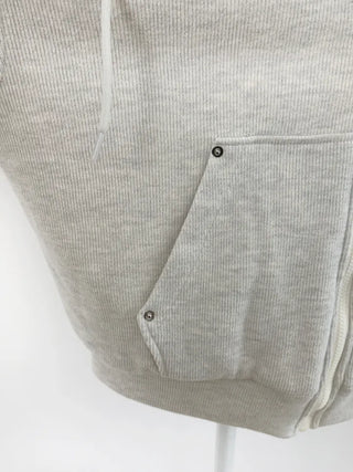 Rivet knit fur hooded zip-up
