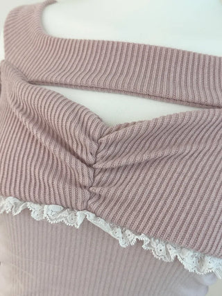 Knit mesh long sleeve T-shirt