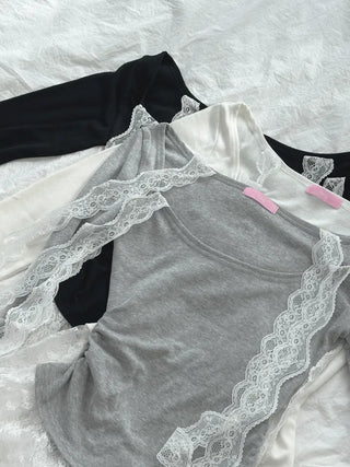 Hesty Lace Layered Long Sleeve T-shirt