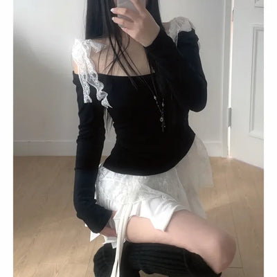 Hesty Lace Layered Long Sleeve T-shirt