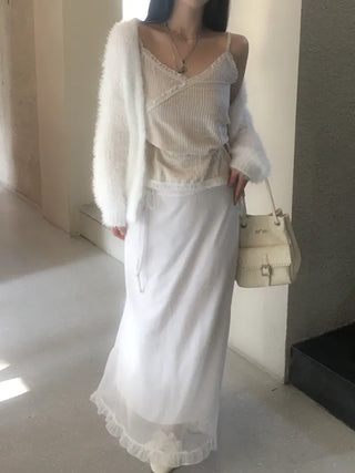 Lace Strap Velvet Long Sleeveless